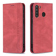 Coque Portefeuille Livre Cuir Etui Clapet B15F pour Samsung Galaxy A21 Rouge