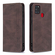 Coque Portefeuille Livre Cuir Etui Clapet B15F pour Samsung Galaxy A21s Marron