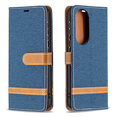Coque Portefeuille Livre Cuir Etui Clapet B16F pour Huawei P50 Pro Bleu