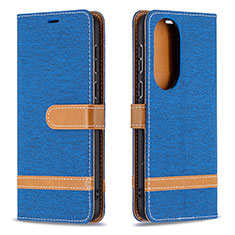 Coque Portefeuille Livre Cuir Etui Clapet B16F pour Huawei P50 Pro Bleu Royal