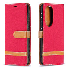 Coque Portefeuille Livre Cuir Etui Clapet B16F pour Huawei P50 Pro Rouge