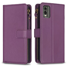Coque Portefeuille Livre Cuir Etui Clapet B16F pour Nokia C210 Violet