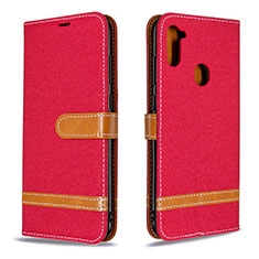 Coque Portefeuille Livre Cuir Etui Clapet B16F pour Samsung Galaxy A11 Rouge