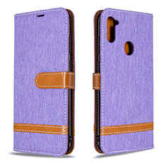 Coque Portefeuille Livre Cuir Etui Clapet B16F pour Samsung Galaxy A11 Violet Clair