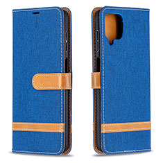 Coque Portefeuille Livre Cuir Etui Clapet B16F pour Samsung Galaxy A12 5G Bleu