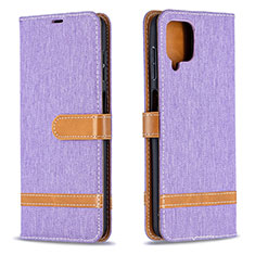 Coque Portefeuille Livre Cuir Etui Clapet B16F pour Samsung Galaxy A12 5G Violet Clair