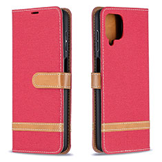 Coque Portefeuille Livre Cuir Etui Clapet B16F pour Samsung Galaxy A12 Nacho Rouge