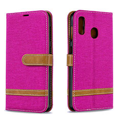 Coque Portefeuille Livre Cuir Etui Clapet B16F pour Samsung Galaxy A20 Rose Rouge