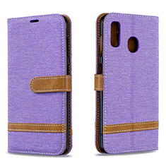 Coque Portefeuille Livre Cuir Etui Clapet B16F pour Samsung Galaxy A20 Violet Clair