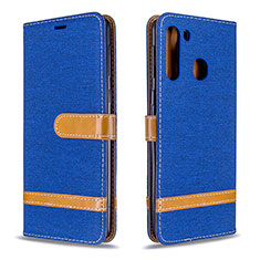 Coque Portefeuille Livre Cuir Etui Clapet B16F pour Samsung Galaxy A21 Bleu