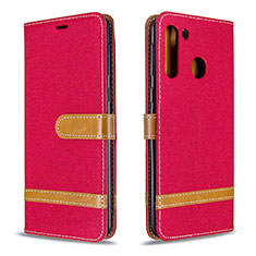 Coque Portefeuille Livre Cuir Etui Clapet B16F pour Samsung Galaxy A21 Rouge