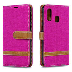 Coque Portefeuille Livre Cuir Etui Clapet B16F pour Samsung Galaxy A40 Rose Rouge