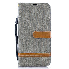 Coque Portefeuille Livre Cuir Etui Clapet B16F pour Samsung Galaxy A50 Gris