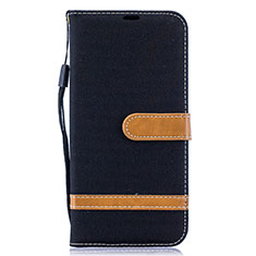 Coque Portefeuille Livre Cuir Etui Clapet B16F pour Samsung Galaxy A50 Noir