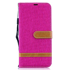 Coque Portefeuille Livre Cuir Etui Clapet B16F pour Samsung Galaxy A50 Rose Rouge