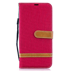 Coque Portefeuille Livre Cuir Etui Clapet B16F pour Samsung Galaxy A50 Rouge