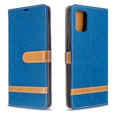 Coque Portefeuille Livre Cuir Etui Clapet B16F pour Samsung Galaxy A71 5G Bleu