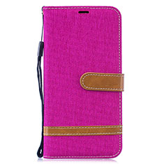 Coque Portefeuille Livre Cuir Etui Clapet B16F pour Samsung Galaxy M10 Rose Rouge