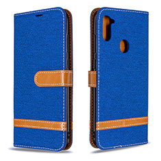 Coque Portefeuille Livre Cuir Etui Clapet B16F pour Samsung Galaxy M11 Bleu