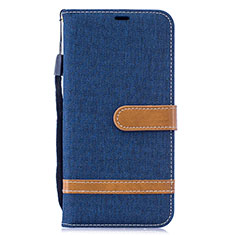 Coque Portefeuille Livre Cuir Etui Clapet B16F pour Samsung Galaxy M20 Bleu Royal