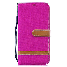 Coque Portefeuille Livre Cuir Etui Clapet B16F pour Samsung Galaxy M20 Rose Rouge