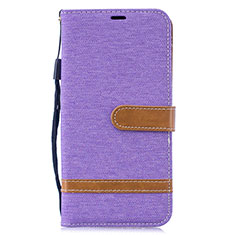 Coque Portefeuille Livre Cuir Etui Clapet B16F pour Samsung Galaxy M20 Violet Clair
