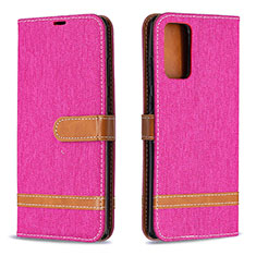 Coque Portefeuille Livre Cuir Etui Clapet B16F pour Samsung Galaxy Note 20 5G Rose Rouge