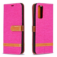 Coque Portefeuille Livre Cuir Etui Clapet B16F pour Samsung Galaxy S20 FE 4G Rose Rouge