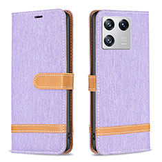 Coque Portefeuille Livre Cuir Etui Clapet B16F pour Xiaomi Mi 13 5G Violet Clair