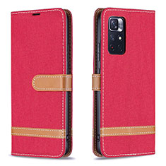 Coque Portefeuille Livre Cuir Etui Clapet B16F pour Xiaomi Poco M4 Pro 5G Rouge