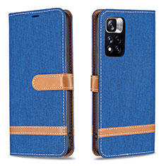 Coque Portefeuille Livre Cuir Etui Clapet B16F pour Xiaomi Poco X4 NFC Bleu