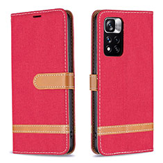 Coque Portefeuille Livre Cuir Etui Clapet B16F pour Xiaomi Poco X4 NFC Rouge