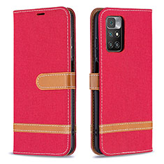 Coque Portefeuille Livre Cuir Etui Clapet B16F pour Xiaomi Redmi 10 4G Rouge