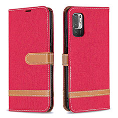 Coque Portefeuille Livre Cuir Etui Clapet B16F pour Xiaomi Redmi Note 10 5G Rouge