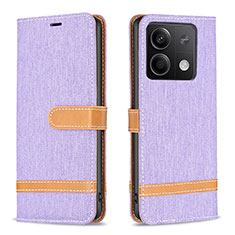 Coque Portefeuille Livre Cuir Etui Clapet B16F pour Xiaomi Redmi Note 13 5G Violet Clair