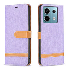Coque Portefeuille Livre Cuir Etui Clapet B16F pour Xiaomi Redmi Note 13 Pro 5G Violet Clair