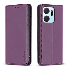 Coque Portefeuille Livre Cuir Etui Clapet B17F pour Huawei Honor X7a Violet