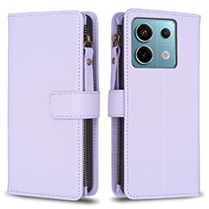 Coque Portefeuille Livre Cuir Etui Clapet B17F pour Xiaomi Redmi Note 13 Pro 5G Violet Clair