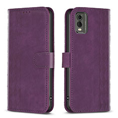 Coque Portefeuille Livre Cuir Etui Clapet B21F pour Nokia C210 Violet