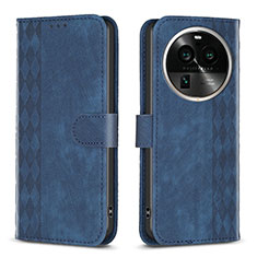Coque Portefeuille Livre Cuir Etui Clapet B21F pour Oppo Find X6 5G Bleu