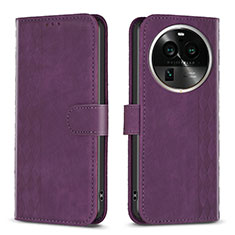 Coque Portefeuille Livre Cuir Etui Clapet B21F pour Oppo Find X6 5G Violet
