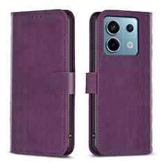 Coque Portefeuille Livre Cuir Etui Clapet B21F pour Xiaomi Redmi Note 13 Pro 5G Violet