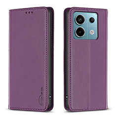 Coque Portefeuille Livre Cuir Etui Clapet B22F pour Xiaomi Redmi Note 13 Pro 5G Violet