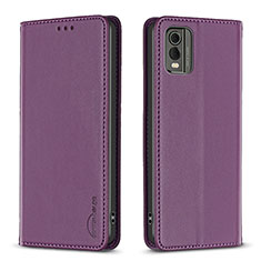 Coque Portefeuille Livre Cuir Etui Clapet B23F pour Nokia C210 Violet