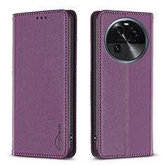 Coque Portefeuille Livre Cuir Etui Clapet B23F pour Oppo Find X6 Pro 5G Violet