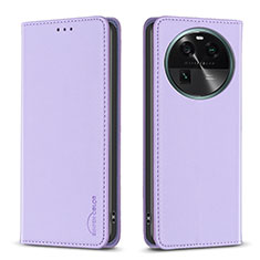 Coque Portefeuille Livre Cuir Etui Clapet B23F pour Oppo Find X6 Pro 5G Violet Clair