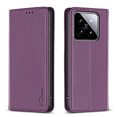 Coque Portefeuille Livre Cuir Etui Clapet B24F pour Xiaomi Mi 14 Pro 5G Violet