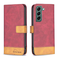 Coque Portefeuille Livre Cuir Etui Clapet BF2 pour Samsung Galaxy S22 5G Rouge