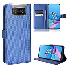 Coque Portefeuille Livre Cuir Etui Clapet BY1 pour Asus Zenfone 7 Pro ZS671KS Bleu