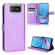 Coque Portefeuille Livre Cuir Etui Clapet BY1 pour Asus Zenfone 7 Pro ZS671KS Violet